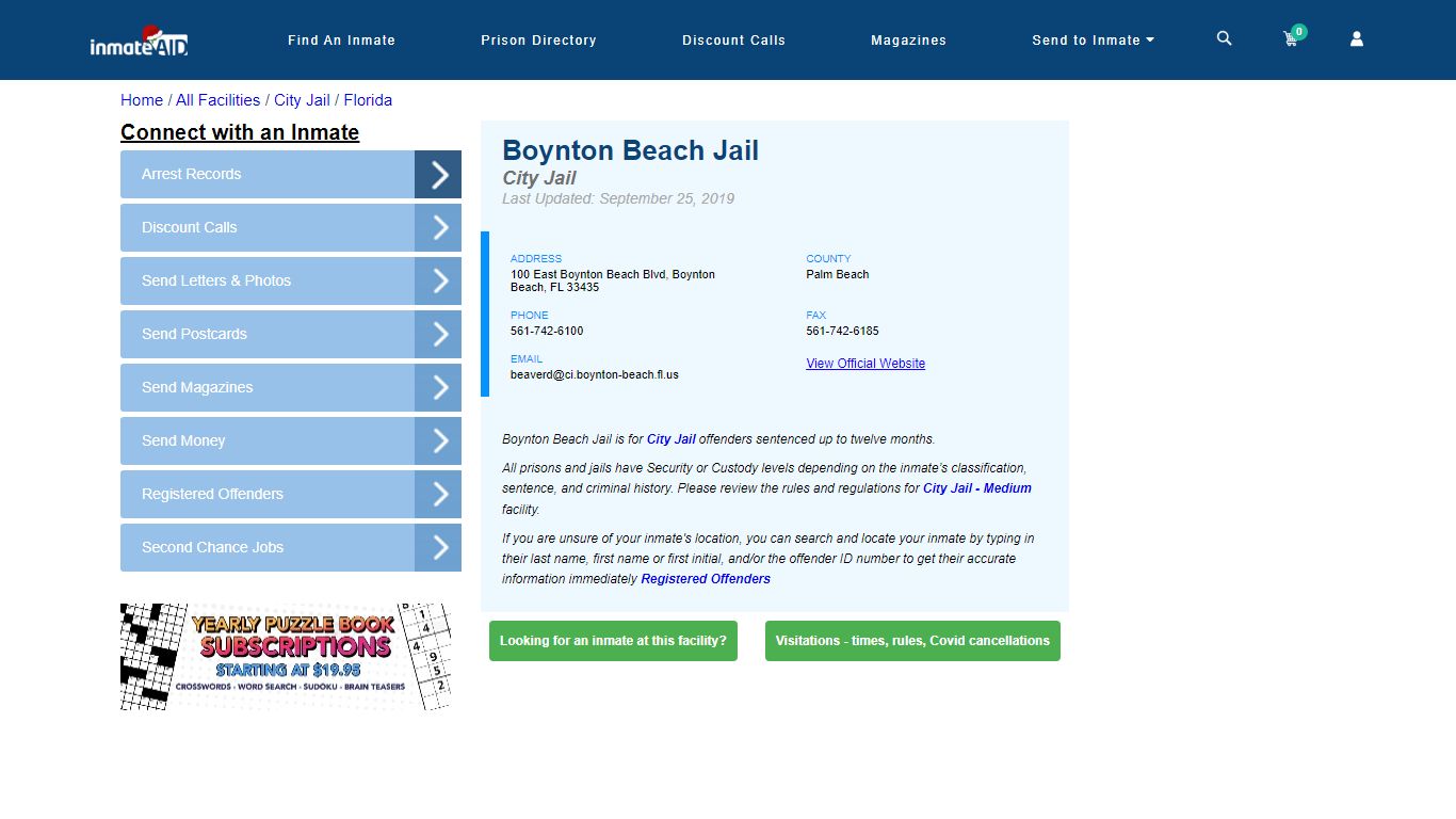Boynton Beach Jail | Inmate Locator